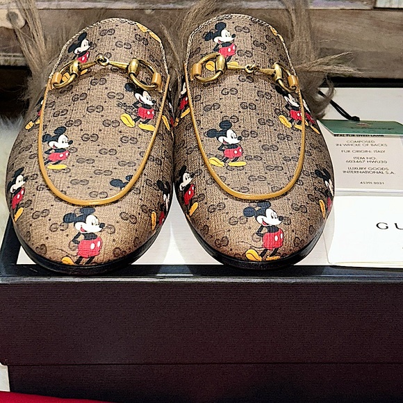 NWT GUCCI X DISNEY Princeton Lambswool Mules - Picture 13 of 16